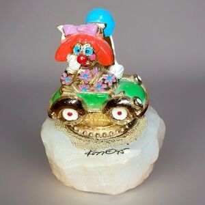 Vtg Ron Lee Clown Figurine with Car & Balloon on Onyx Base Numbered & Signed